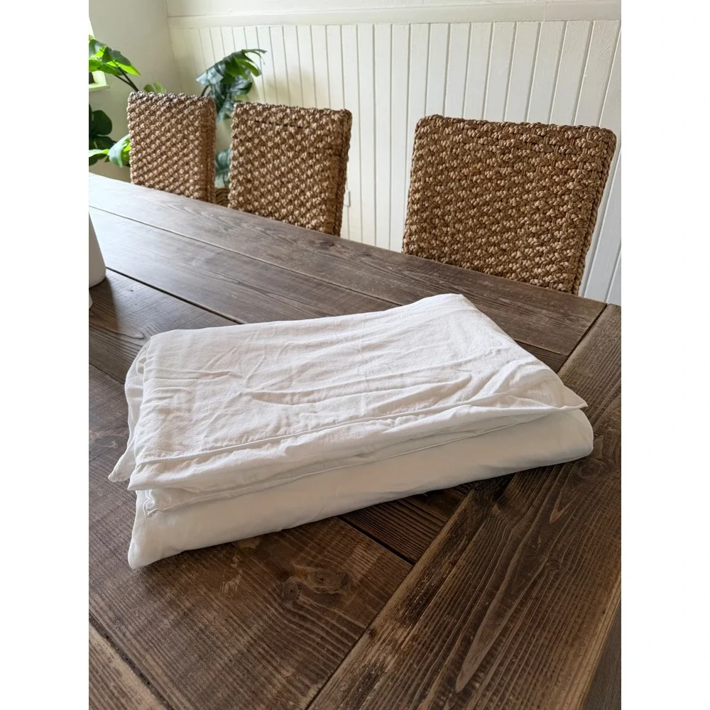 Design Within Reach Duvet Cover Full/Queen White Cotton Sateen Made in Italy